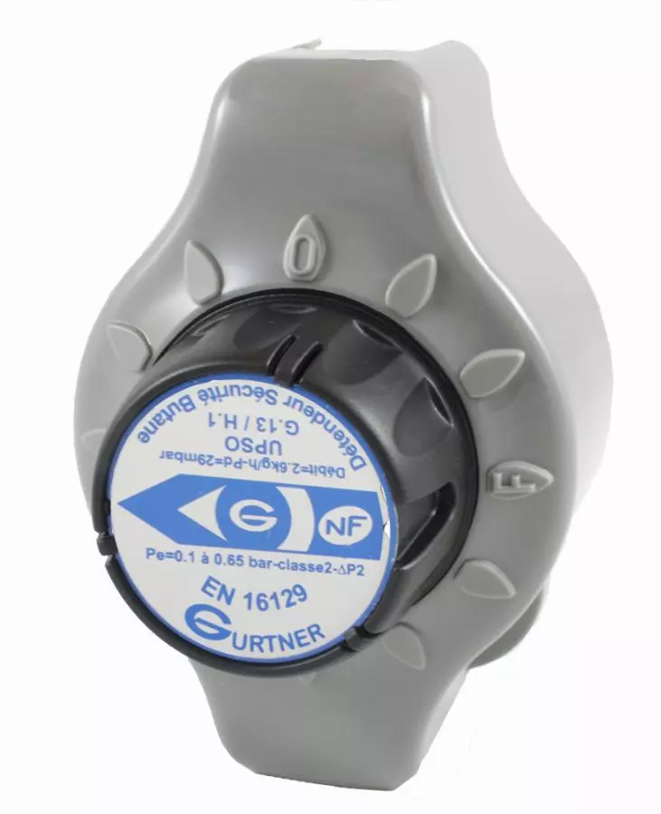 Détendeur Sécurité Butane D.S.B 2.6 kg/h 29mb GURTNER NF EN Classe 2 M20x150 Butane Skin - 14800.03K