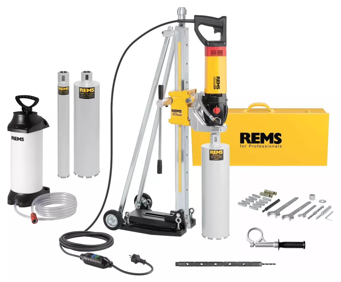 Carotteuse Picus SR 2200 W - Set Titan - REMS -  avec colonne de carottage, réservoir d'eau et 3 couronnes - 183X01 R220