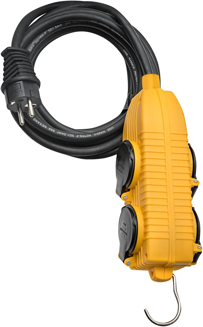 Rallonge électrique avec Powerblock IP44 équipée de 5 m de câble noir H07RN-F 3G1,5 - BRENNENSTUHL - 1151711