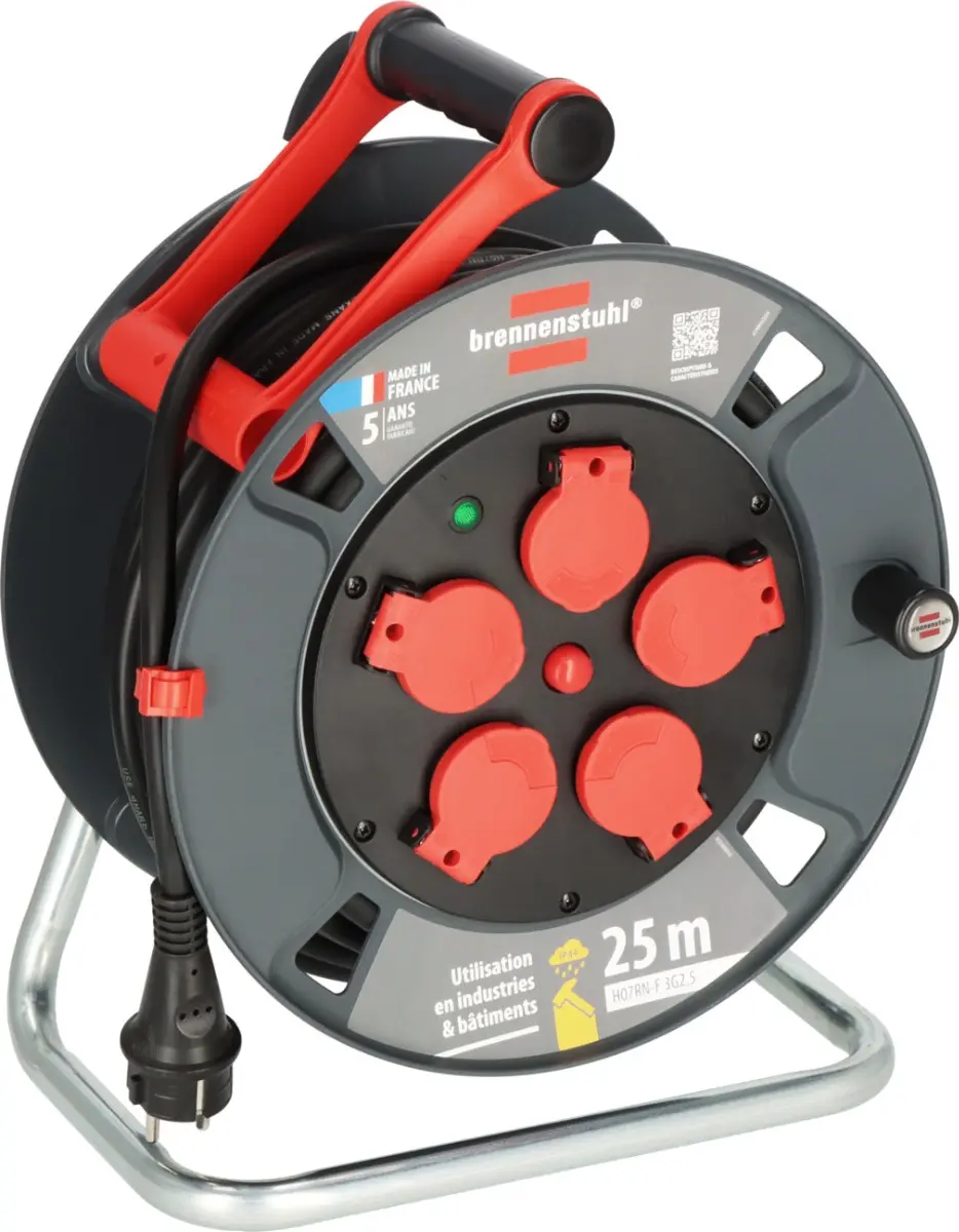 Enrouleur de câble 300 KU 2201 Professional, 25m H07RN-F 3G2,5, IP44 - BRENNENSTUHL - 9232201100