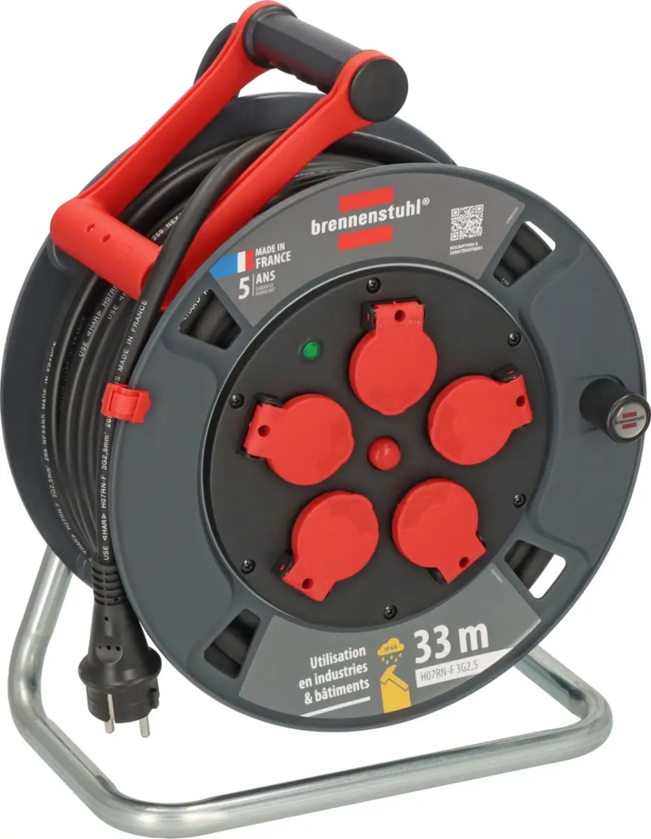 Enrouleur de câble 300 KU 3201 Professional, 33m H07RN-F 3G2,5, IP44 - BRENNENSTUHL - 9232301100