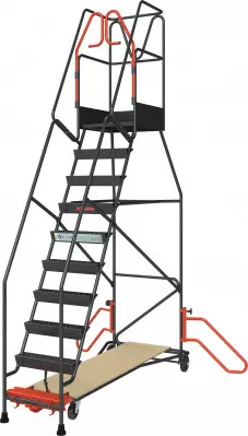 Escabeau de rayonnage 10 marches à immobilisation automatique 150 kg - FIMM - 830008815
