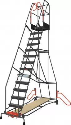 Escabeau de rayonnage 14 marches à immobilisation automatique 150 kg - FIMM - 830008819 