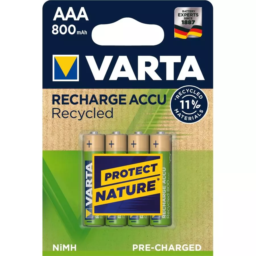 Piles rechargeable VARTA Accu Recycle - AAA - 800mAh - Blister de 4 - 56813101404