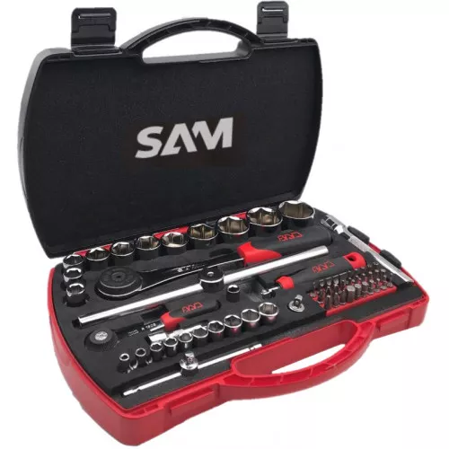 Coffret douilles et accessoires 1/4" 1/2" - SAM OUTILLAGE - 75-SHR60 Coffret douilles et accessoires 1/4" 1/2" - SAM OUTILLAGE - 75-SHR60