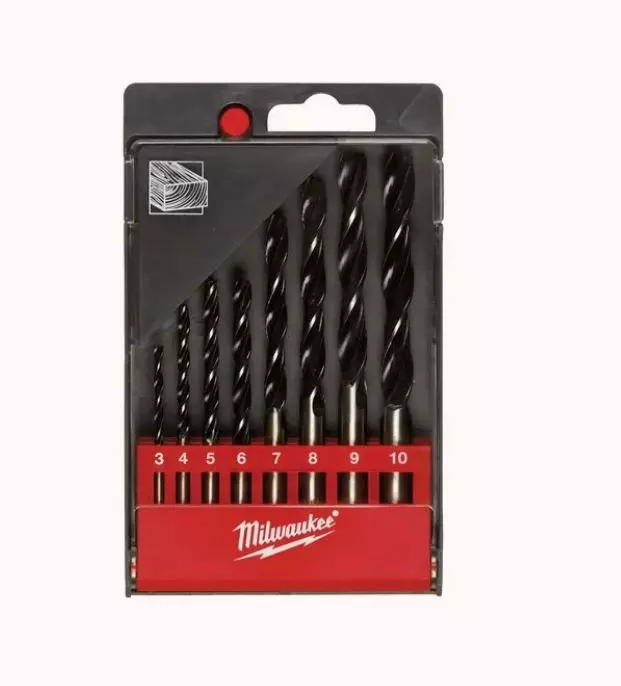 Coffret de 8 mèches à bois 3 pointes MILWAUKEE DIN 7487 E - 4932352466