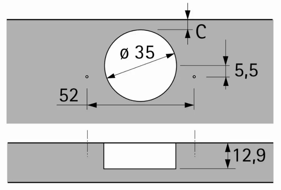 Charnières invisibles Push to open 110° Sensys 8675 HETTICH porte 15 à 24mm - mont.central à visser - 9073663
