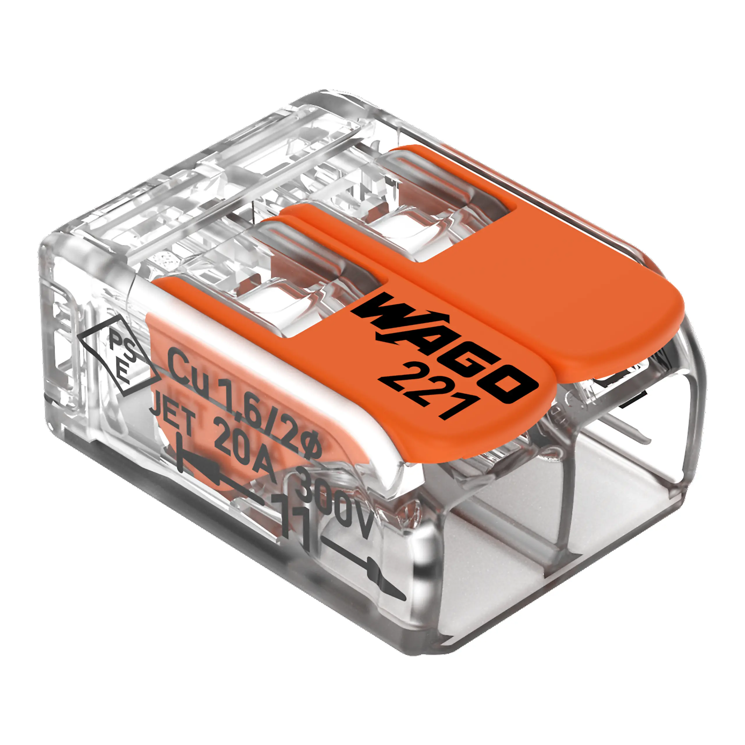 Borne de raccordement WAGO 221 Mini 2x4mm² à leviers souple & rigide - WAGO - 100pcs -221-412