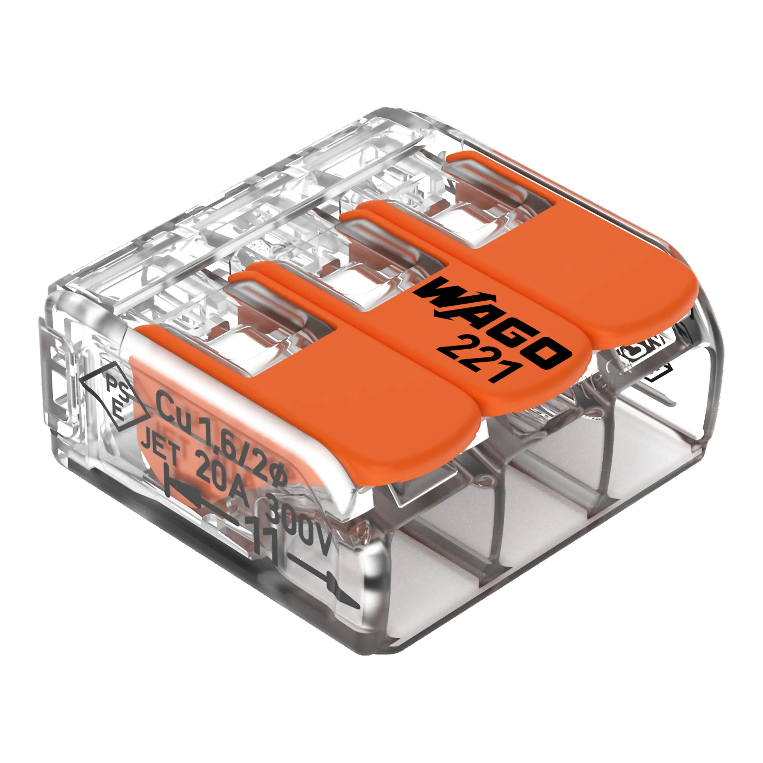 Borne WAGO 221 Mini 3x4mm² à leviers souple & rigide - WAGO - 50pcs - 221-413