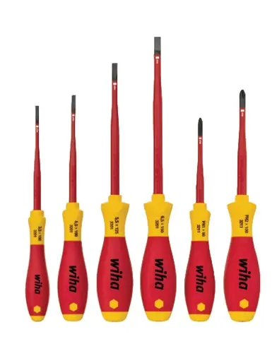 Jeu de 6 tournevis Softfinish Slimfix électricien Fente Phillips - WIHA - 35389