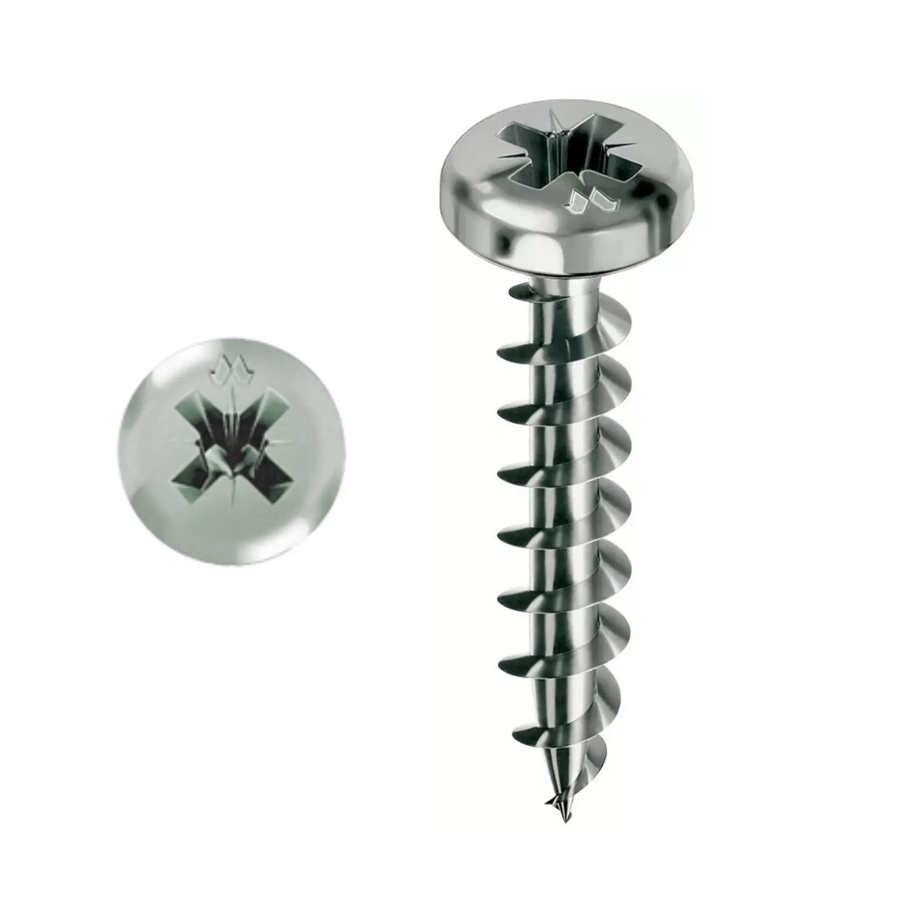 Vis MUSTAD Panelvit Chromitingt - Tête cylindrique - PZ2 - Filetage total - Ø4x16mm - Boite de 500 - PVACZC400160C8C