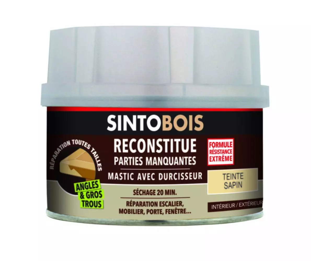 Mastic à bois avec durcisseur angles/gros trous sapin 500ml - SINTO - 139781 Mastic à bois avec durcisseur angles/gros trous sapin 500ml - SINTO - 139781