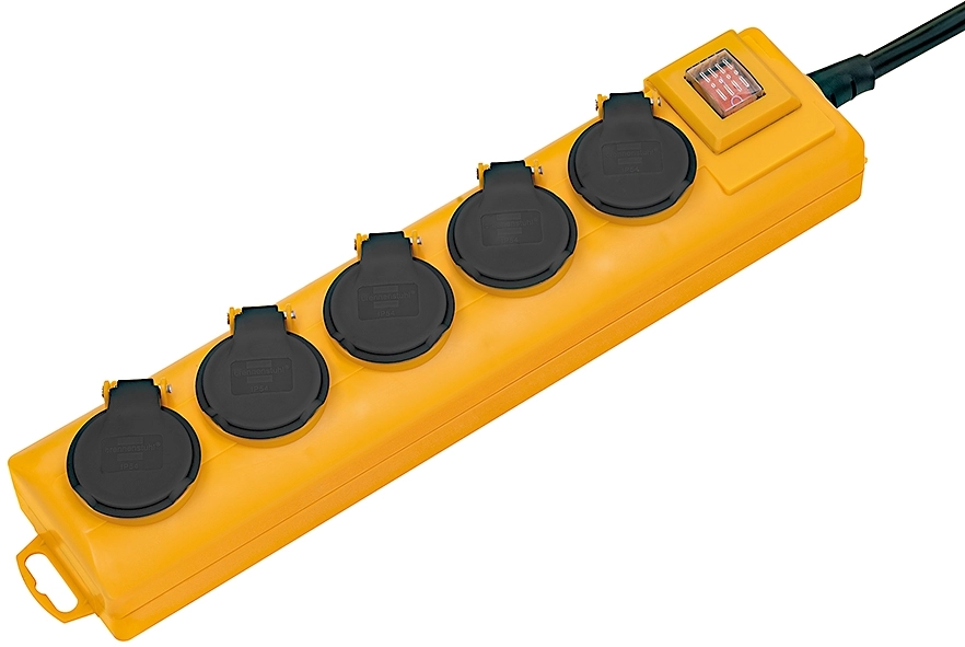 Socle 5 prises BRENNESTUHL interrupteur et volet IP54 - jaune - 1159901215