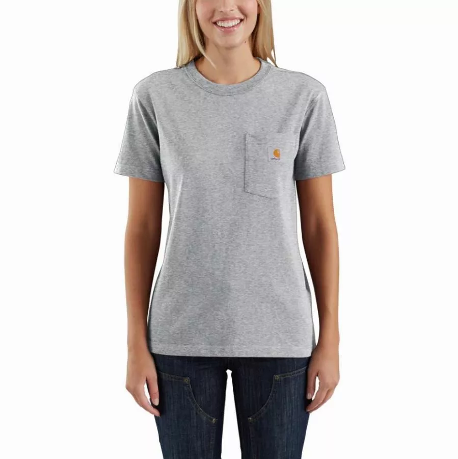 T-Shirt CARHARTT Workw Pocket S/S Gris Chiné T.XS - 103067XS