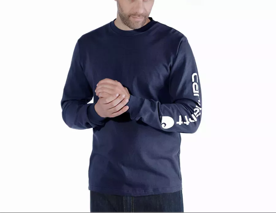 T-Shirt CARHARTT Sleeve Logo L/S Bleu Marine T.M - EK231-412-M