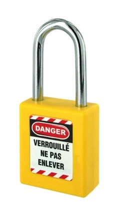 Cadenas de consignation jaune THIRARD anse inox Ø4.76 Largeur 40 mm avec 1 clé varié - 005338YL