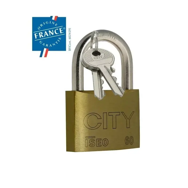 Cadenas CITY 45 mm - Laiton et anse acier - 2 clés - ISEO - 2052201
