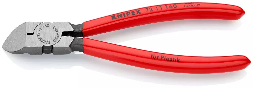 Pince coupante de côté pour plastique avec ressort - 160 mm à 45° - Gainage PVC - KNIPEX - 72 11 160