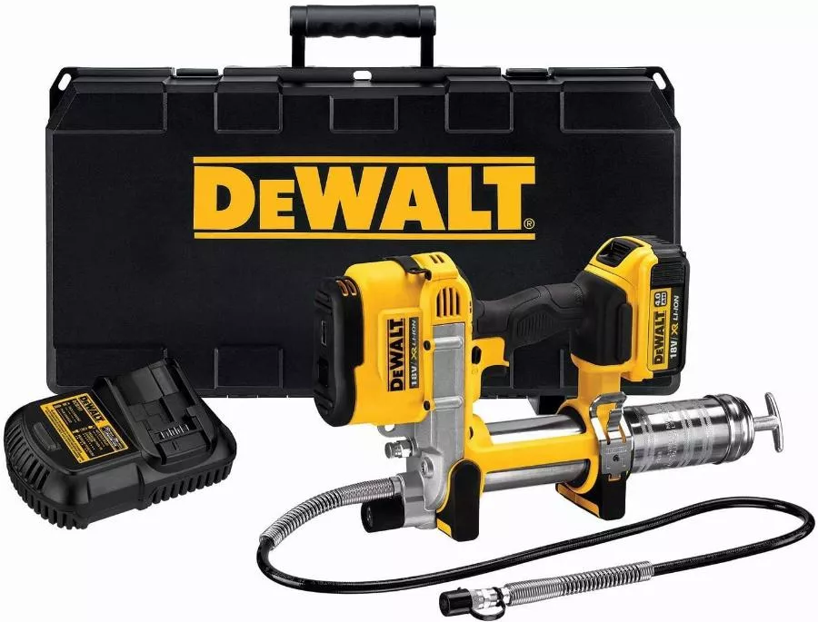 Pompe à graisse XR 18V 4AH Li-Ion - DEWALT - avec 1 batterie 4.0 Ah - chargeur - coffret - DCGG571M1-QW Pompe à graisse XR 18V 4AH Li-Ion - DEWALT - avec 1 batterie 4.0 Ah - chargeur - coffret - DCGG571M1-QW