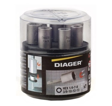 Coffret 7 douilles magnétiques DIAGER quick lock 1 1/4" - l.50mm - U602 Coffret 7 douilles magnétiques DIAGER quick lock 1 1/4" - l.50mm - U602