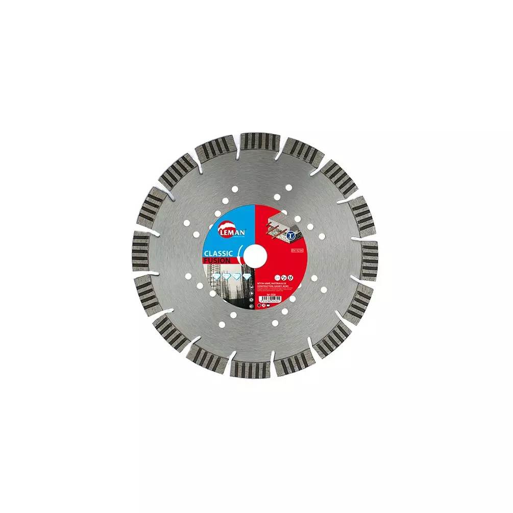 Disque diamant segmenté - D. 230 x Al. 22.23 x Ht. 10 x ép. 2.5 mm - Béton armé, acier - LEMAN - 55230