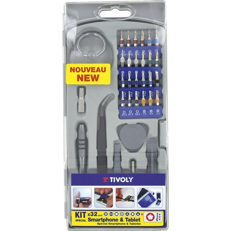 Coffret TIVOLY 32 pièces - Spécial reparation Smartphone - 1150157