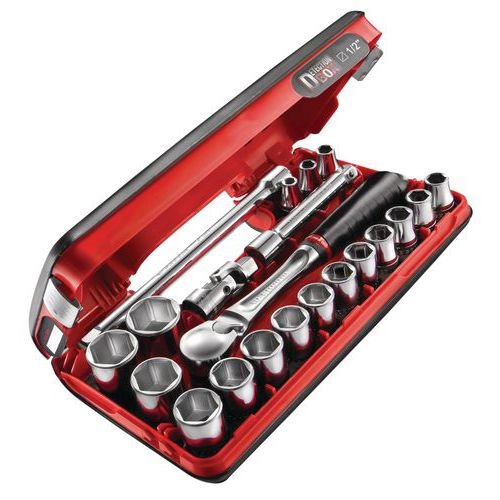 Coffret compact cliquet douille Standard 1/2" Détection BOX - 6 pans - FACOM - SL.DBOX1PB Coffret compact cliquet douille Standard 1/2" Détection BOX - 6 pans - FACOM - SL.DBOX1PB
