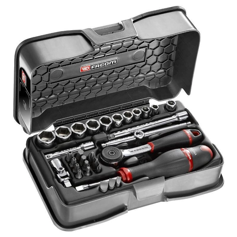 Coffret Douille 1/4" 6 pans mm R.161B FACOM 31 pièces - R.161-5P6 Coffret Douille 1/4" 6 pans mm R.161B FACOM 31 pièces - R.161-5P6
