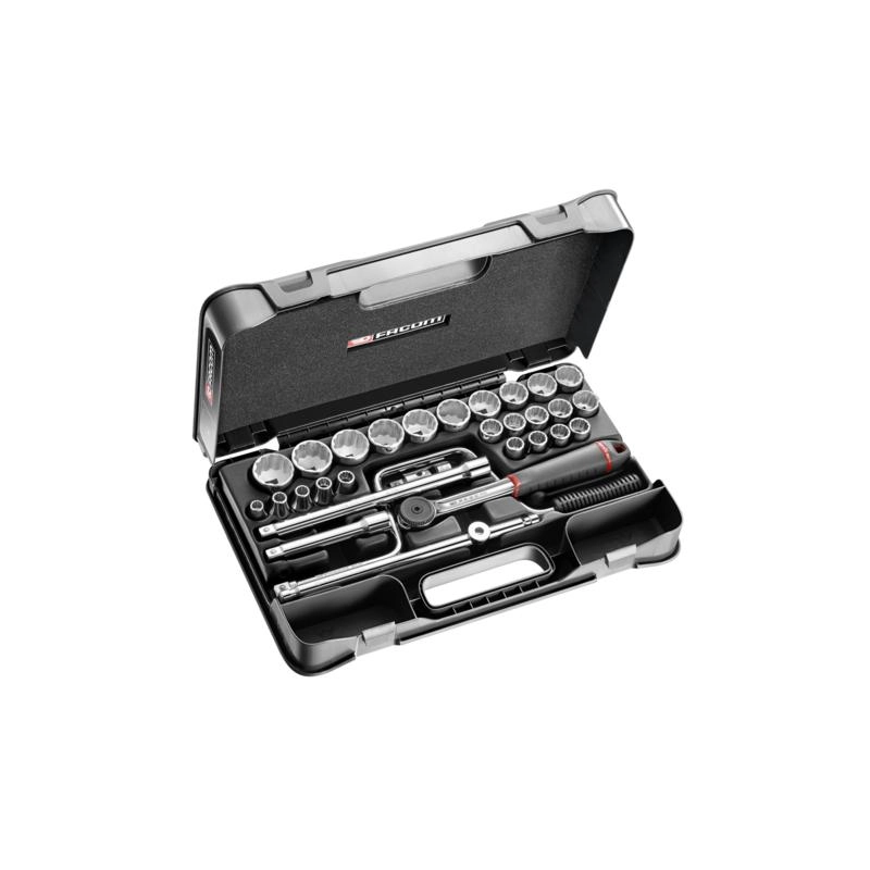 Coffret douilles 1/2" 12 pans métriques S.161B FACOM 30 pièces - S.161-5P12 Coffret douilles 1/2" 12 pans métriques S.161B FACOM 30 pièces - S.161-5P12