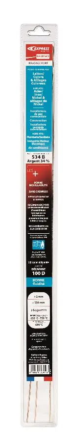 Baguette de brasure EXPRESS ATG - Spécial gaz - Argent 34% - Ø 2 mm x L500 mm - Blister de 3 baguettes - GE334GE