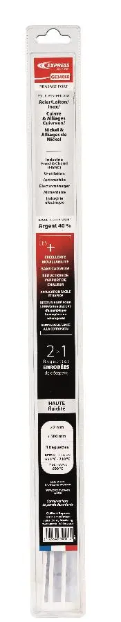Baguettes enrobées EXPRESS Argent 40% - Ø 2 mm x L 500 mm - Blister de 3 baguettes - GE340EE