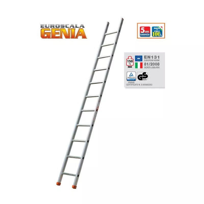 Echelle simple en aluminium FACAL 8 échelons Hauteur 2m50 - Haut. travail 3.55 m Genia - GS250