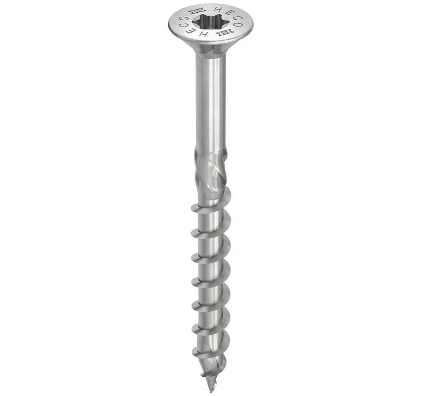 Vis HECO-Topix-Plus Inox - Ø6x120mm - Tête Fraisée à poches de fraisage - Filetage Partiel - T30 - Boite de 100 - 61833