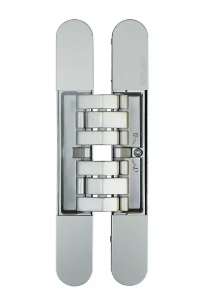 Kubi7 K7200 CS HD Charnière invisible 3D Bâtiment - Finition Chromé Satiné - 200kg  Ep 40mm - 1 pièce - KOBLENZ