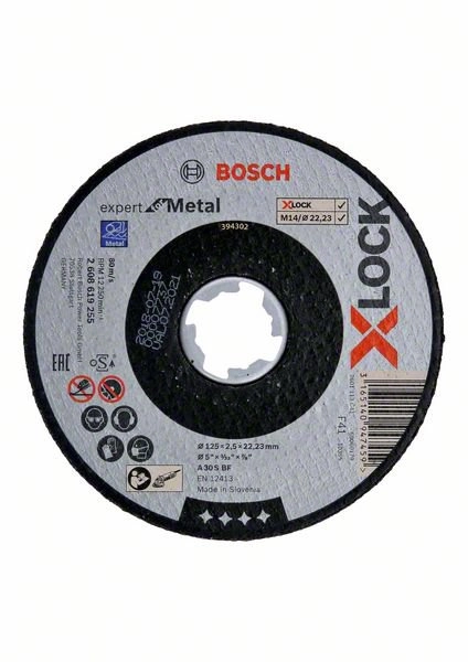 Disques Expert X-Lock Metal BOSCH 125x1.6 plat - Lot de 25 - 2608619254