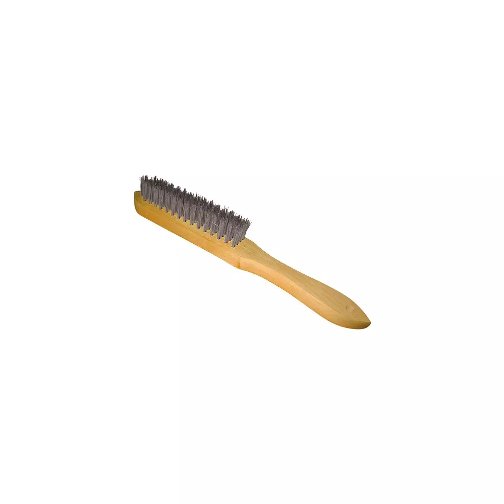 Brosse manuelle avec manche en bois fil acier 0.35 mm pour bois, métal et pierre - Décapage dur - LEMAN - 720.292