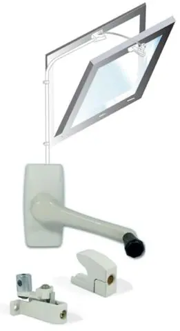 Kit ferme imposte manivelle Windy 305 gris SOUCHIER pour châssis abattant intérieur L.3.05m - 26803  