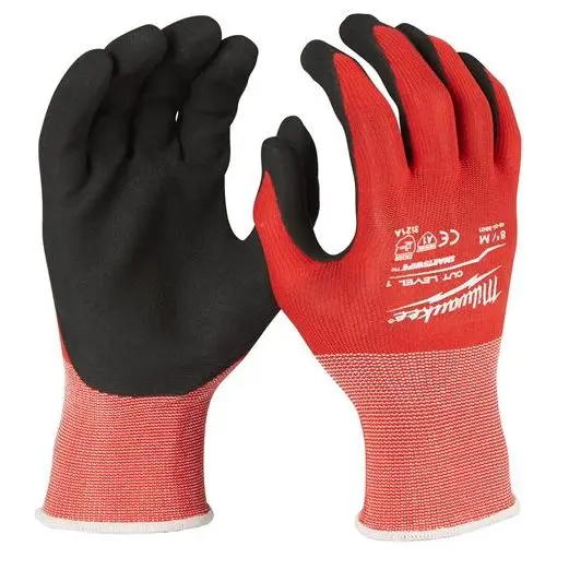 Gants anti coupe niveau 1/A MILWAUKEE Taille M/8 - Lot de 12 paires - 4932471614