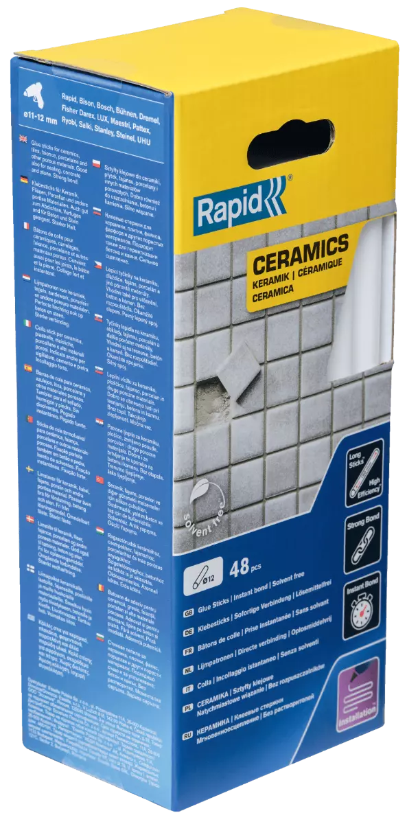 Bâtons de colle Céramiques 190 mm x 48 Sticks - Boite - RAPID-ISABERG - 5001415 Bâtons de colle Céramiques 190 mm x 48 Sticks - Boite - RAPID-ISABERG - 5001415