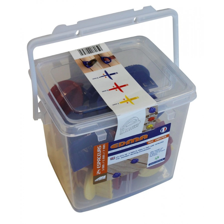 Seau de 24 espaceurs EDMA 3, 5, 7 mm - 085755 Seau de 24 espaceurs EDMA 3, 5, 7 mm - 085755