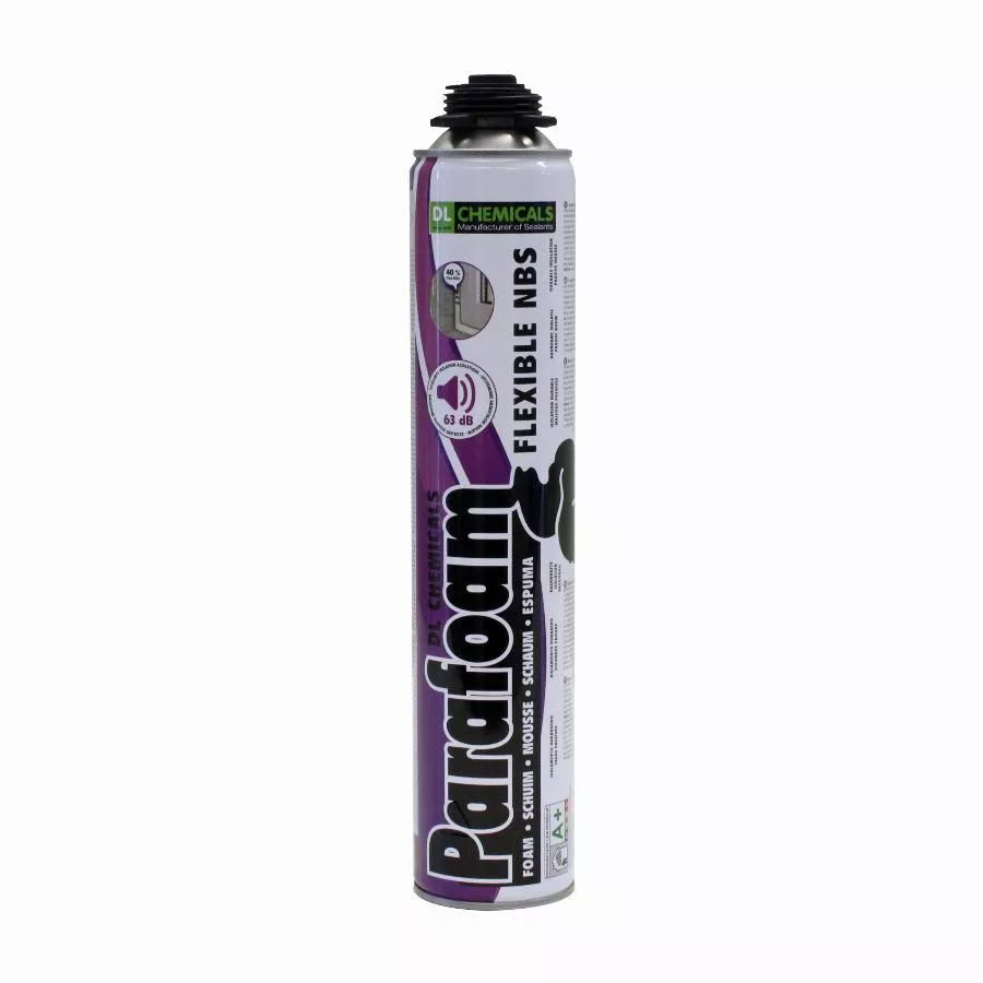 Mousse PU pistolable à mémoire de forme Parafoam Flexible DL CHEMICALS - 750 ml - Lot de 12 - 0900031N000049 