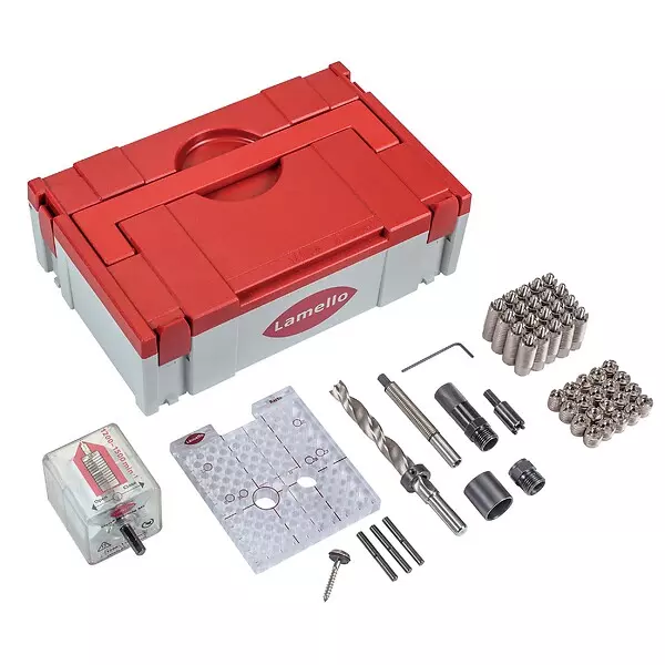 Malette système Invis MX2 - LAMELLO BELGIUM - 20 vis de liaison + boulon 14 mm force 250 Kg - 6100302