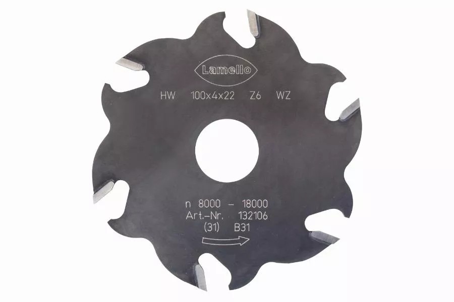 Fraise à rainurer LAMELLO pour Classic X HW (carbure), Ø100×4×Ø22 mm,  Z6 dents alternées - 132106