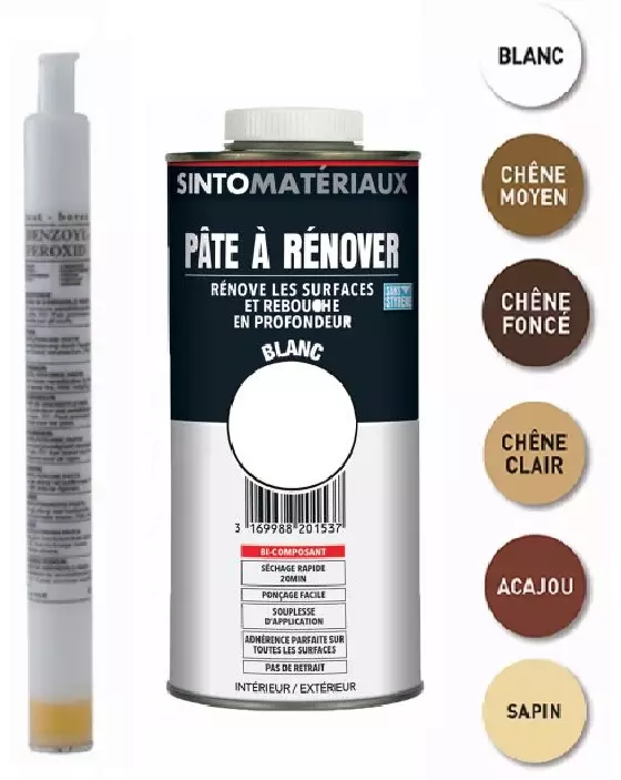 Pâte à rénover + Tube durcisseur SINTO SA - Chêne Clair - Cartouche de 0.8L 1.5 Kg - 820173 Pâte à rénover + Tube durcisseur SINTO SA - Chêne Clair - Cartouche de 0.8L 1.5 Kg - 820173