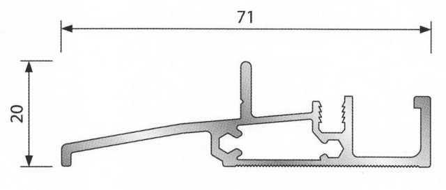 Seuil pour bois à joint sur dormant spécial PMR BILCOCQ - 20x71 mm - anodisé bronze - SP20-BZ