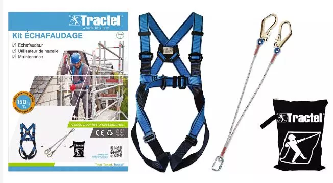 Kit échafaudage TRACTEL harnais + longe double - 70152 Kit échafaudage TRACTEL harnais + longe double - 70152